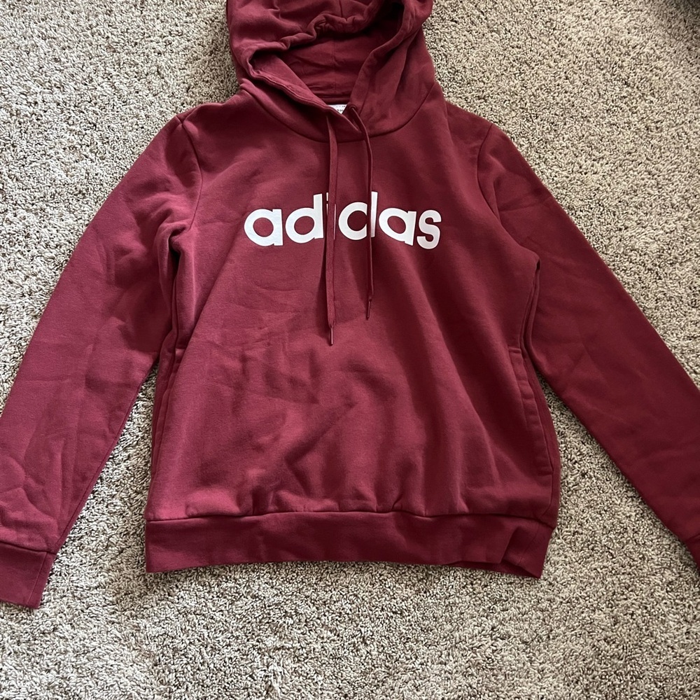 Adidas Burgundy Hoodie with White Logo